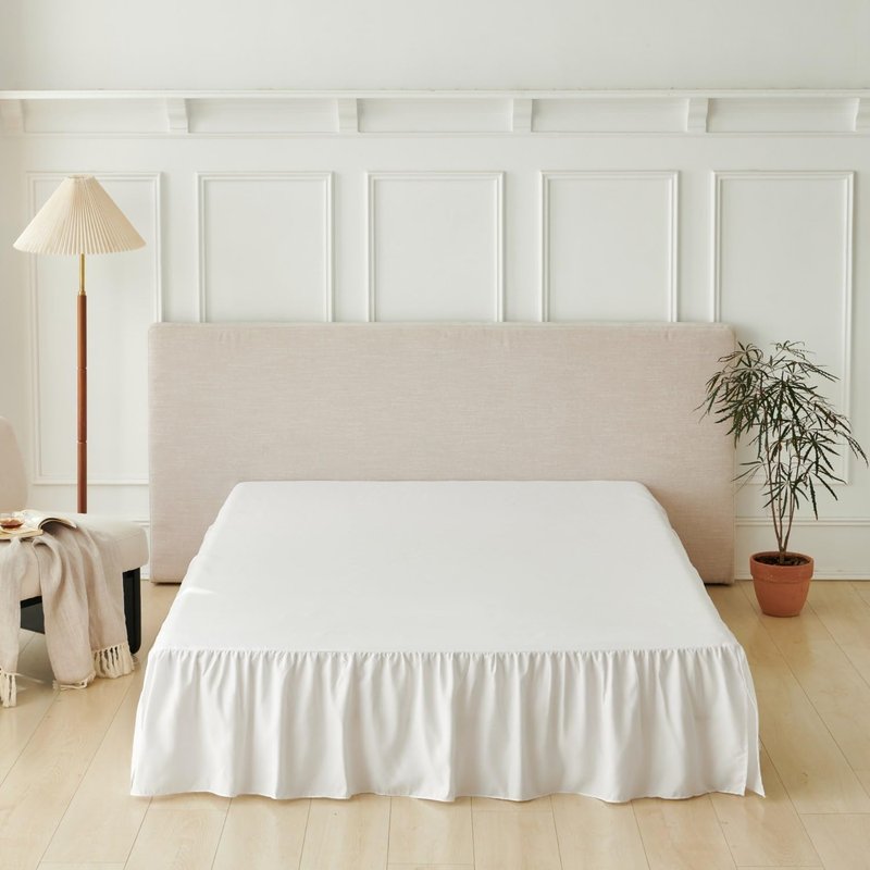 Bed Skirt Full Size Ruffled Bed Skirt with Split Corners, Full Bed Skirts 14 Inch Drop with Platform, White, 14'' Full