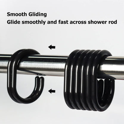 Premium Plastic Shower Curtain Rings, 24Pcs Hooks with Easy Snap Closure for Standard Shower Rods