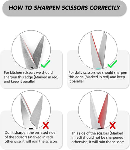 4-In-1 Manual Knife Sharpener for Kitchen Knives & Scissors, Professional Pull-Through Knife Sharpener with Tungsten Steel & Ceramic Slots, Non-Slip Base, Easy to Use for Chef Knives & Serrated Blades