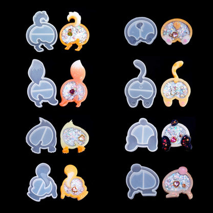 FineInno 8Pcs Kawaii Shaker Molds,Resin Mold,Epoxy Quicksand Silicone Moulds, Charms Handmade Pendant Jewelry
