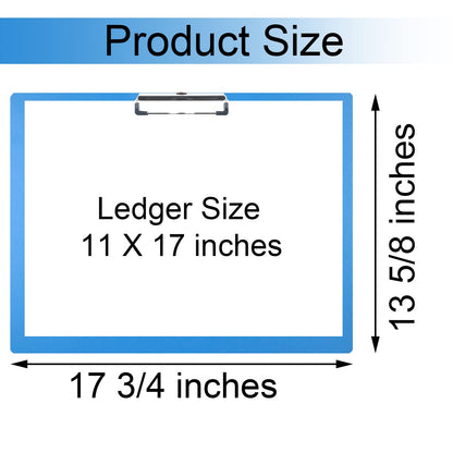 Acocony 11x17 Clipboard Landscape Super Tough Extra Large Clipboard Low Profile Clip Not Fragile 11 x 17 Clipping Board PP Plastic Blue Pack of 1