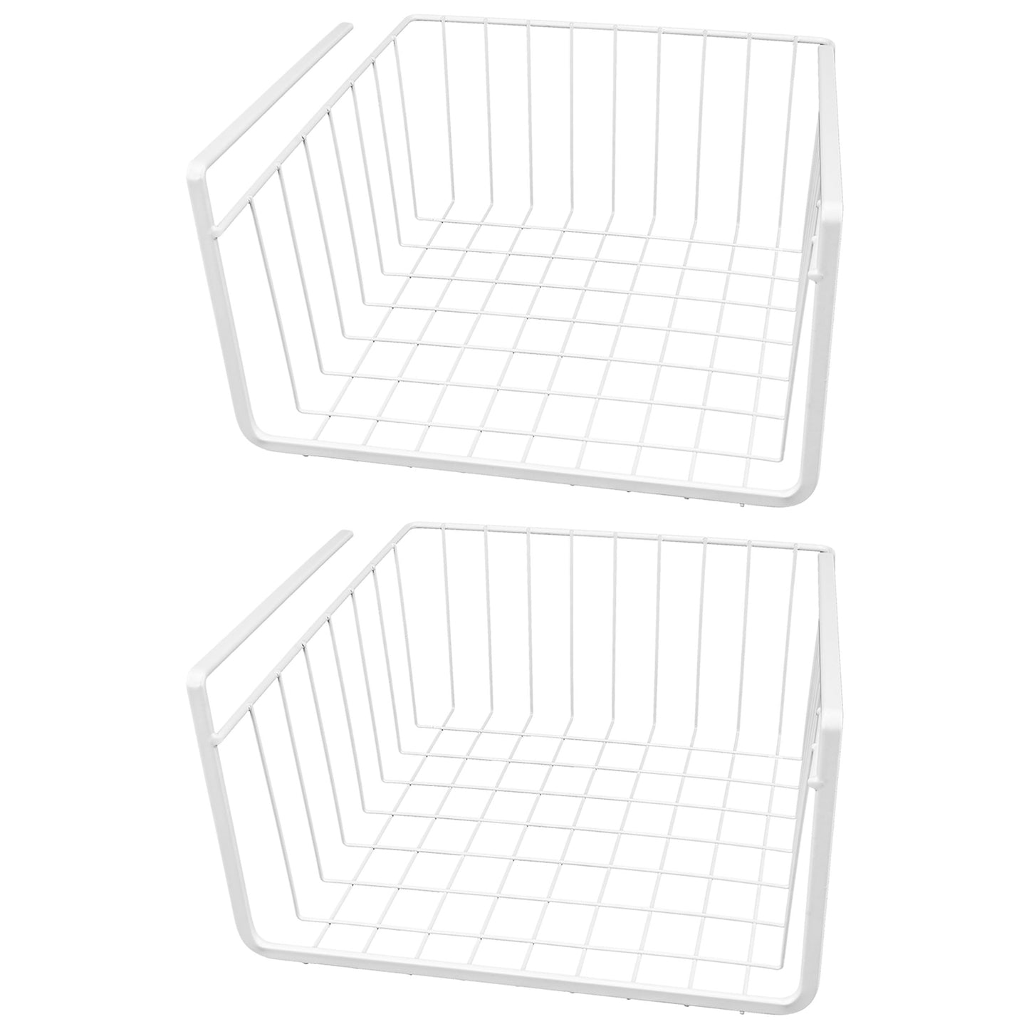 Southern Homewares White Wire Under Shelf Storage Basket Set – 4-Piece Under Cabinet Hanging Storage for Kitchen, Pantry, Organization (10.25" L x 10" W x 4.63" H, 1, Pack of 2)