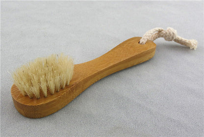 Natural Soft Wool Bristles Dry Facial Cleansing Brush, 6" Face Skin Care Exfoliating Scrub Brush, 2 Pack Wood Handle Face Brush Cleanser.