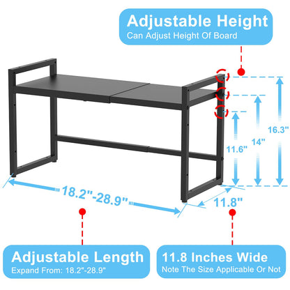 Expandable Metal Storage Shelves, 110LBS Heavy Duty Shelving Units and Storage For Pots Pans Small Appliances, Adjustable Metal Storage Shelf Rack For Kitchen Cabinets Closet Pantry Warehouse Garage