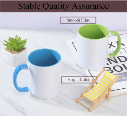 ABBSH Ceramic Sublimation Mugs, 11oz, 12Pack, Assorted Colors, Microwave Safe, Dishwasher Safe