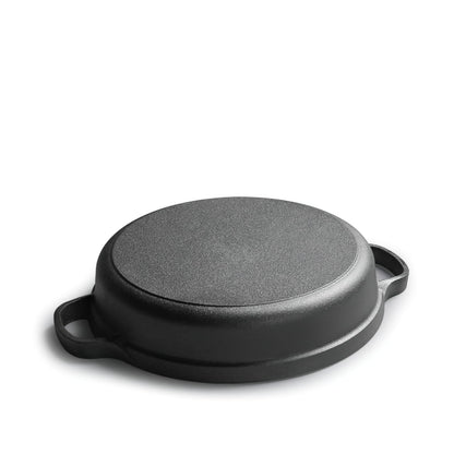 LI-GELISI Deepened flat-bottom cast iron frying pan, double-handle thickened uncoated old-fashioned iron pot, pancake and steak frying household multi-purpose large iron pot(24 inch)