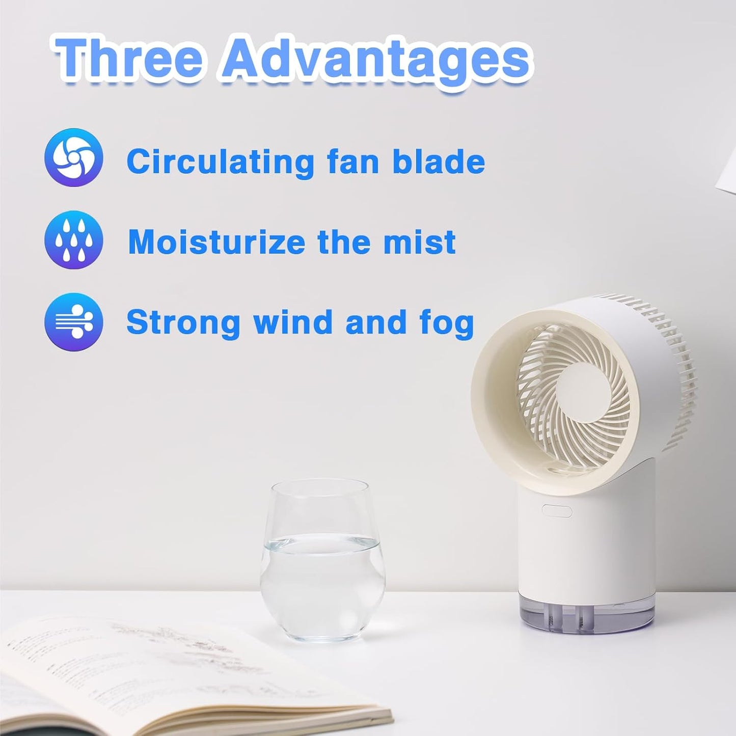 Portable Air Conditioner Fan | 400ml Mini Evaporative Cooler with 3 Wind Speeds | Personal AC Fan for Office, Home,