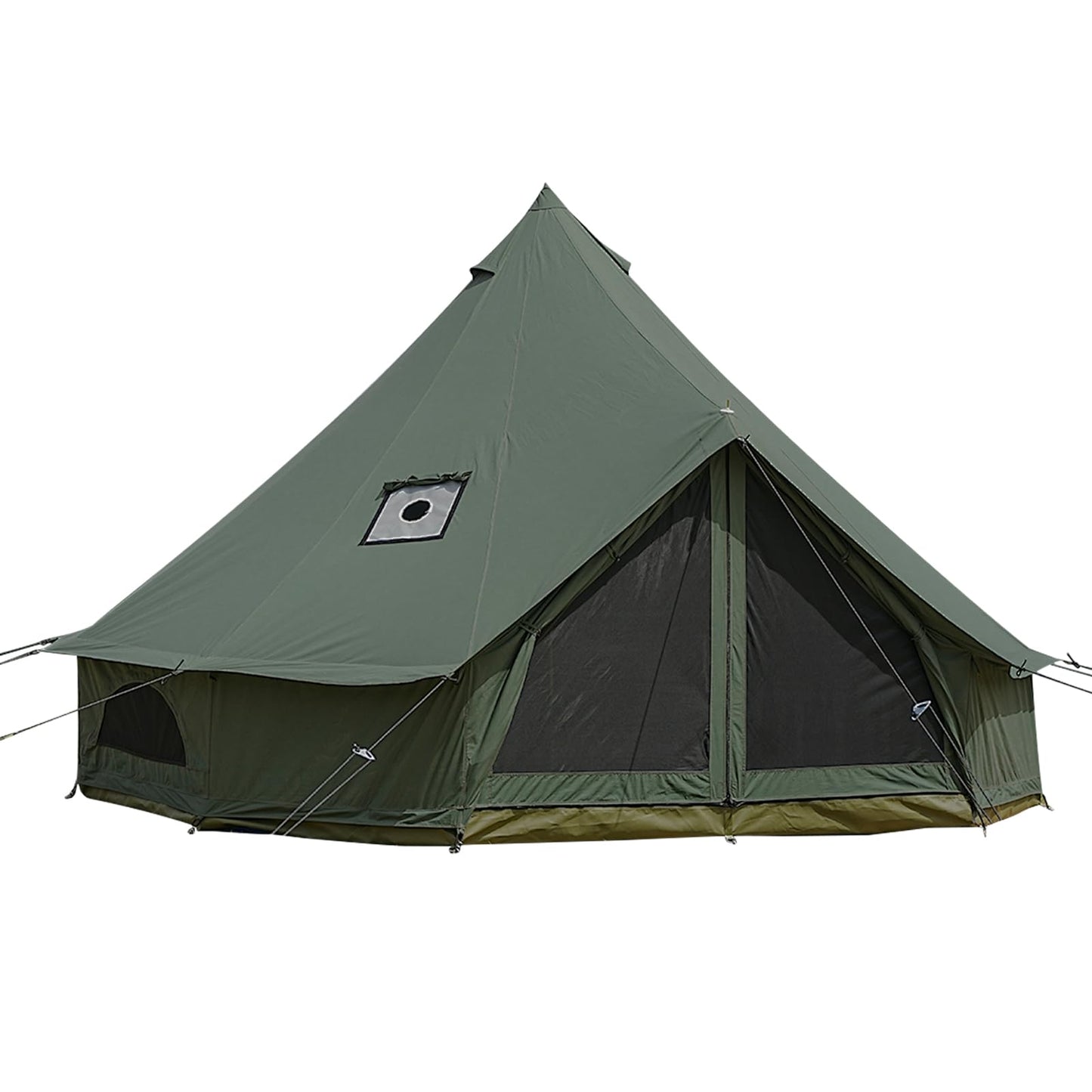 VANFOND Canvas Bell Tent, Yurt with Stove Jack, Waterproof and Breathable Glamping Wall Tent, Detachable Groundsheet for Camping Party