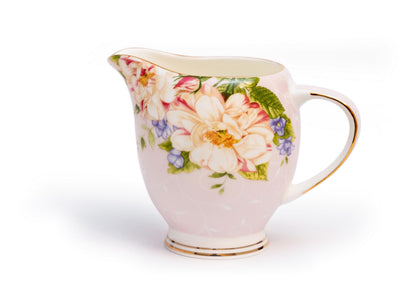 Parisian Spring Bloom Coffee & Tea Set Of 12 Pinkceramic,Floral,European,Elegant,Kitchen,gift box,gold,porcelain,Vintage,Dinnerware set,Plate set,salad plates,dishes,cups set,suger & milk pitcher