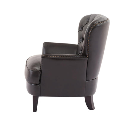 Christopher Knight Home Tafton Tufted Leather Club Chair, Brown 35D x 33.5W x 34.5H in