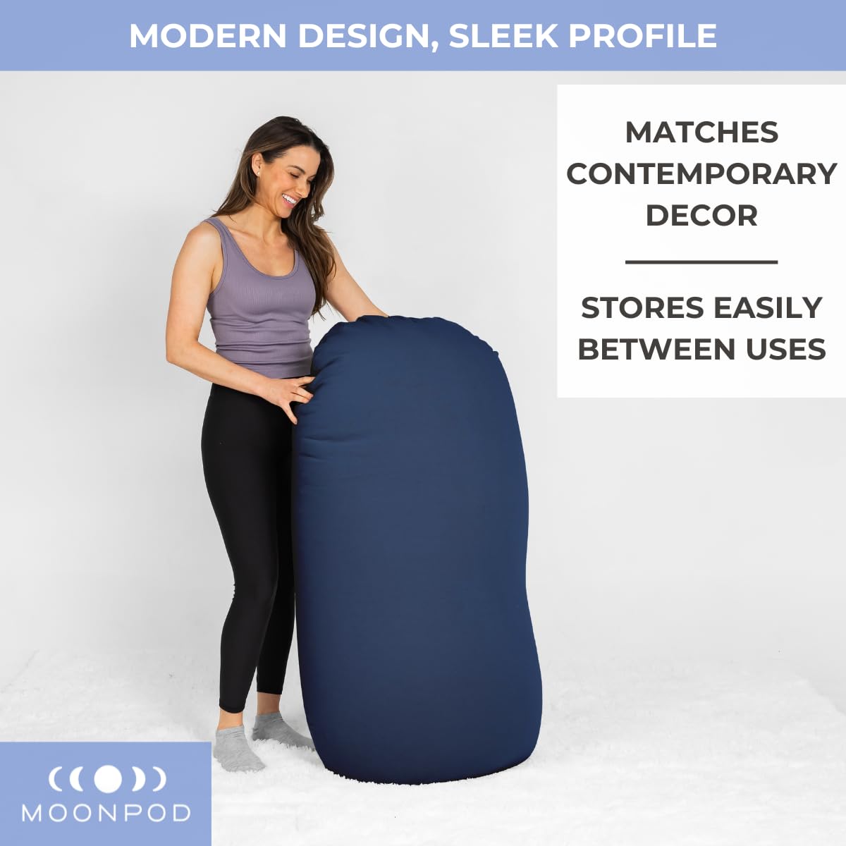 Moon Pod Bean Bag Chairs for Adults - 12LB Giant Bean Bag for Back Support w/ Micro-Bead Filling for Zero-Gravity Sensation, Tension Relief (Pink)