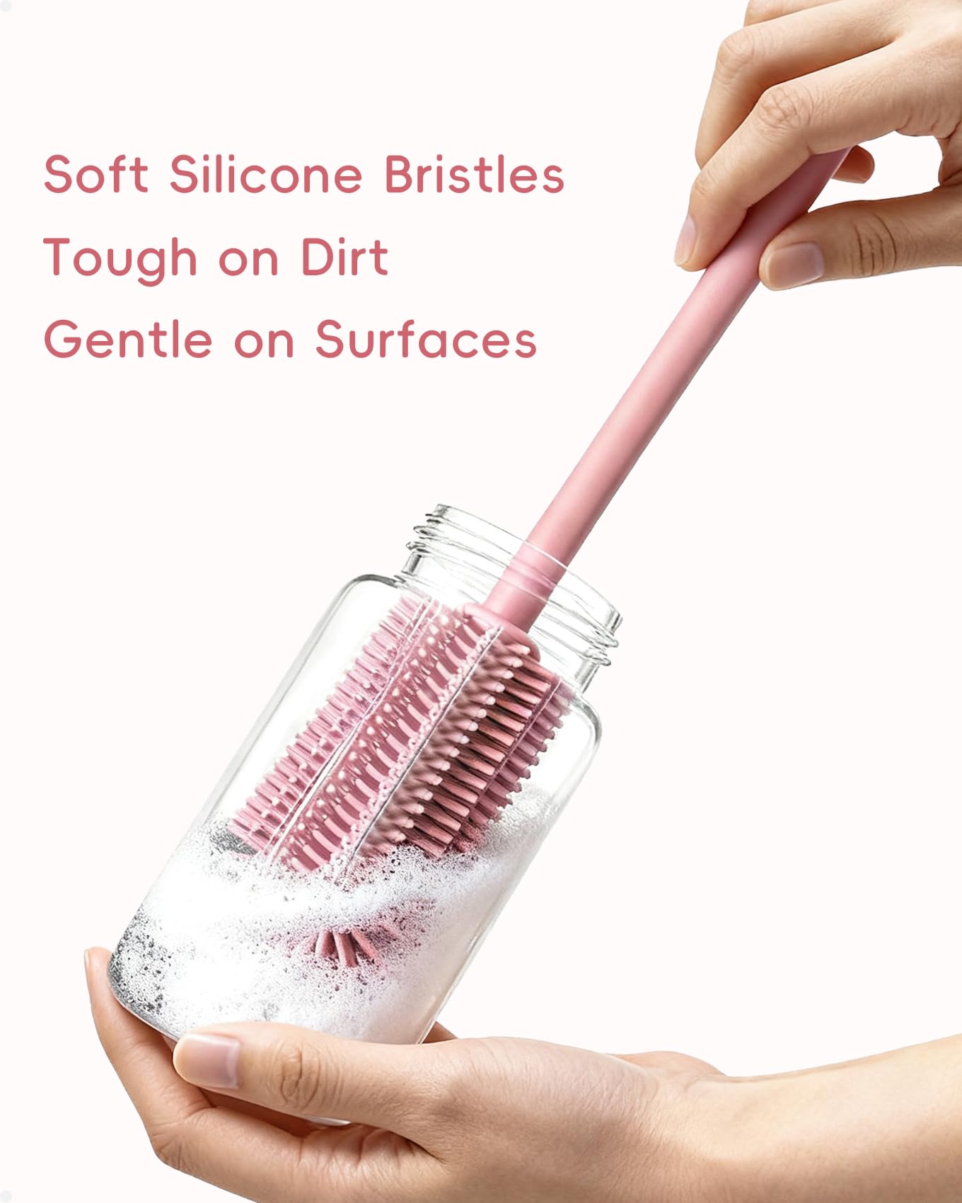 Silicone Cleaning Brush Kit,Water Bottle and Straw Cleaner Brush Set for Tumbler,Baby Bottle,Breast Pump Part,Nipple,Sippy Cup,Glass,Dishwasher Safe,BPA Free,3 Pcs