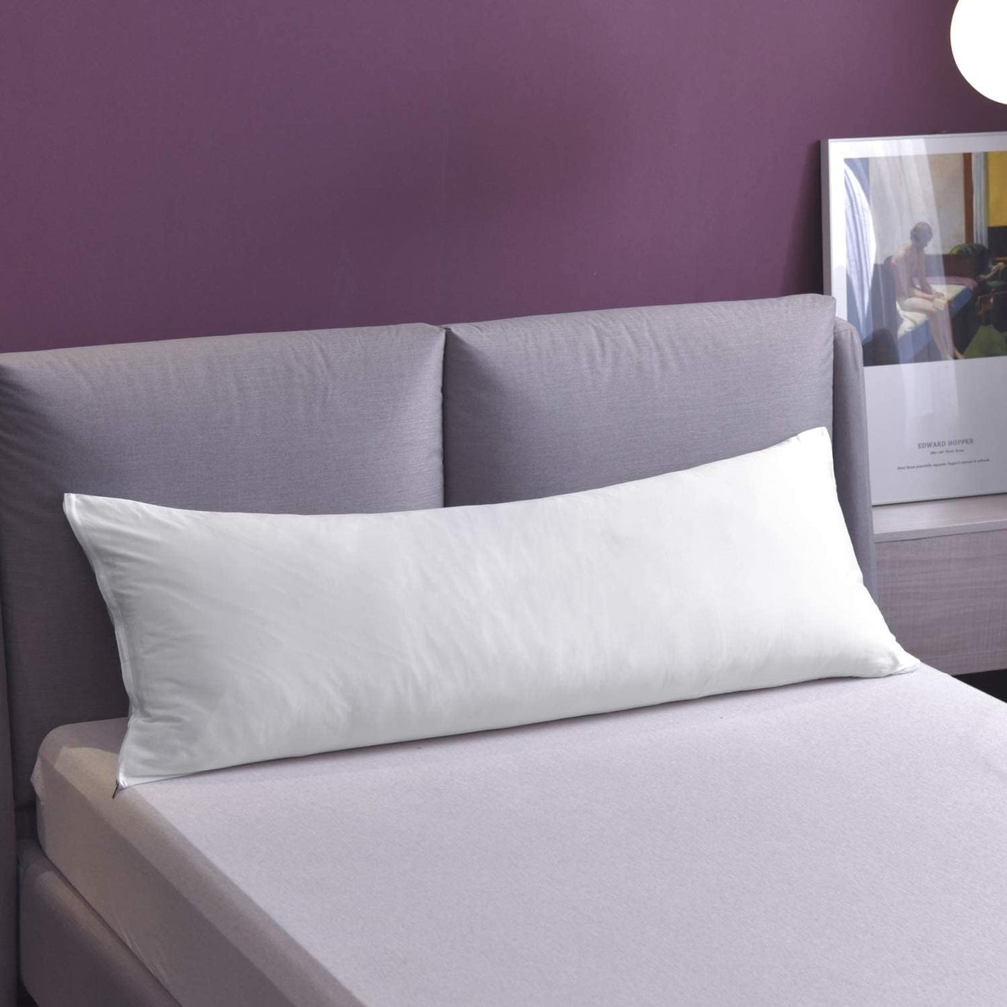 YAROO Body Pillow Cover 20" x 60", 100% Egyptian Cotton, Super Soft with Zipper, White