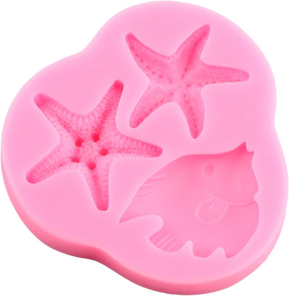 Marine Theme Silicone Mold, Starfish Fondant Molds for Cake Decoration, Cupcake Topper, Chocolate