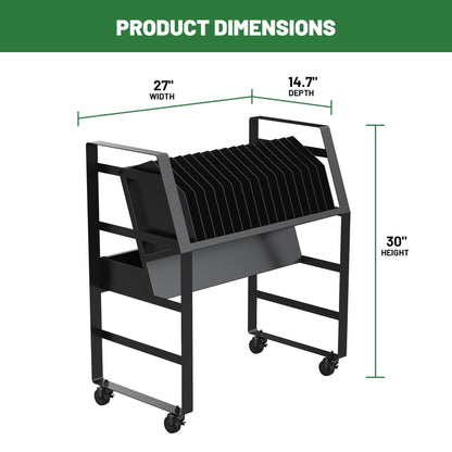 biosp 16 Devices Mobile Open Charging Cart, Rolling Charging Dolly Station with Wheels for Laptop, Computers, Chromebooks, Laptop Storage Rack for Office, Classroom (Power Strip Included)