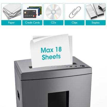 WOLVERINE 18-Sheet Shredders for Home Office Heavy Duty P-4 Security Level Crosscut Paper Shredder Paper/CD/Card Ultra Quiet Paper Shredder for Home with 6 Gallons Pullout Waste Bin SD9113(Grey ETL)