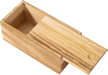 Vintage Wood Box with Slide Lid - 7.8'' x 3.9'' Keepsake Storage Wooden Box for Art Hobbies, DIY Lovers