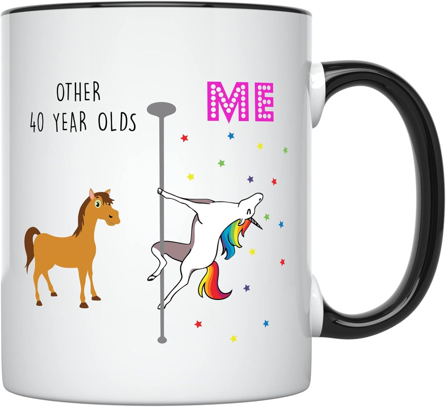 YouNique Designs 40th Birthday Mug, 11 Ounces, Funny Coffee Cup for Women, Unicorn Design