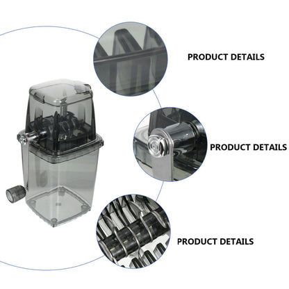 HOOTNEE Portable Hand Crank Ice Crusher Manual Ice Cube Chopper for Home Kitchen Bar Tool 9.44X6.10X4.52In Transparent Cover Design for Shaved Slush Drinks