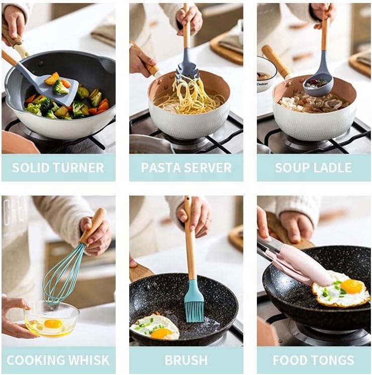 Infinite Kitchen Utensils Set, Silicone Cooking Utensils for Nonstick Cookware, Heat Resistant 392°F, Dishwasher Safe