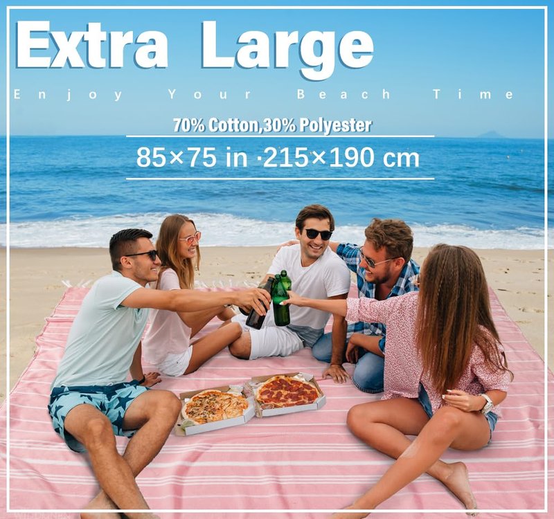 Widdonen Giant Turkish Beach Towel Blanket 85x75 Cotton XXL Extra Large Oversided Bath Pool Blankets XL Huge Bed Sand Free Throw Towels Picnic Outdoor Big Quilt Necessities Cloud Gifts for Adult Pink
