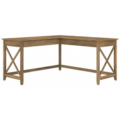 Bush Home Key West 60W Modern Farmhouse L Shaped Desk in Reclaimed Pine, 60-Inch Corner Computer Table for Home Office Workspace