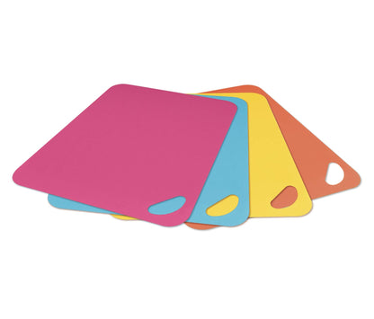 Dexas Heavy Duty Cutting Board Grippmat, Flexible Cutting Boards for Kitchen, Set of 4, Non Slip Plastic Board Cutting Mat 11.5 by 14 inches, Bright Blue, Yellow, Orange and Pink Set Kitchen Gadgets
