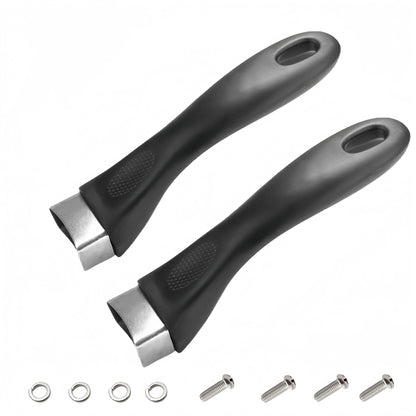 2Pcs Bakelite Pot Handle Black Scald-Proof Long Handle Grip Replacement, with Screw
