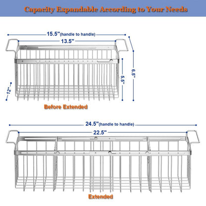 Homics Large Freezer Baskets for Chest Freezer with Dividers, Deep Freezer Organizer Bins Expandable 15.5"~24.5", Hanging Storage Container Baskets for Chest Freezer Sort Frozen Meats