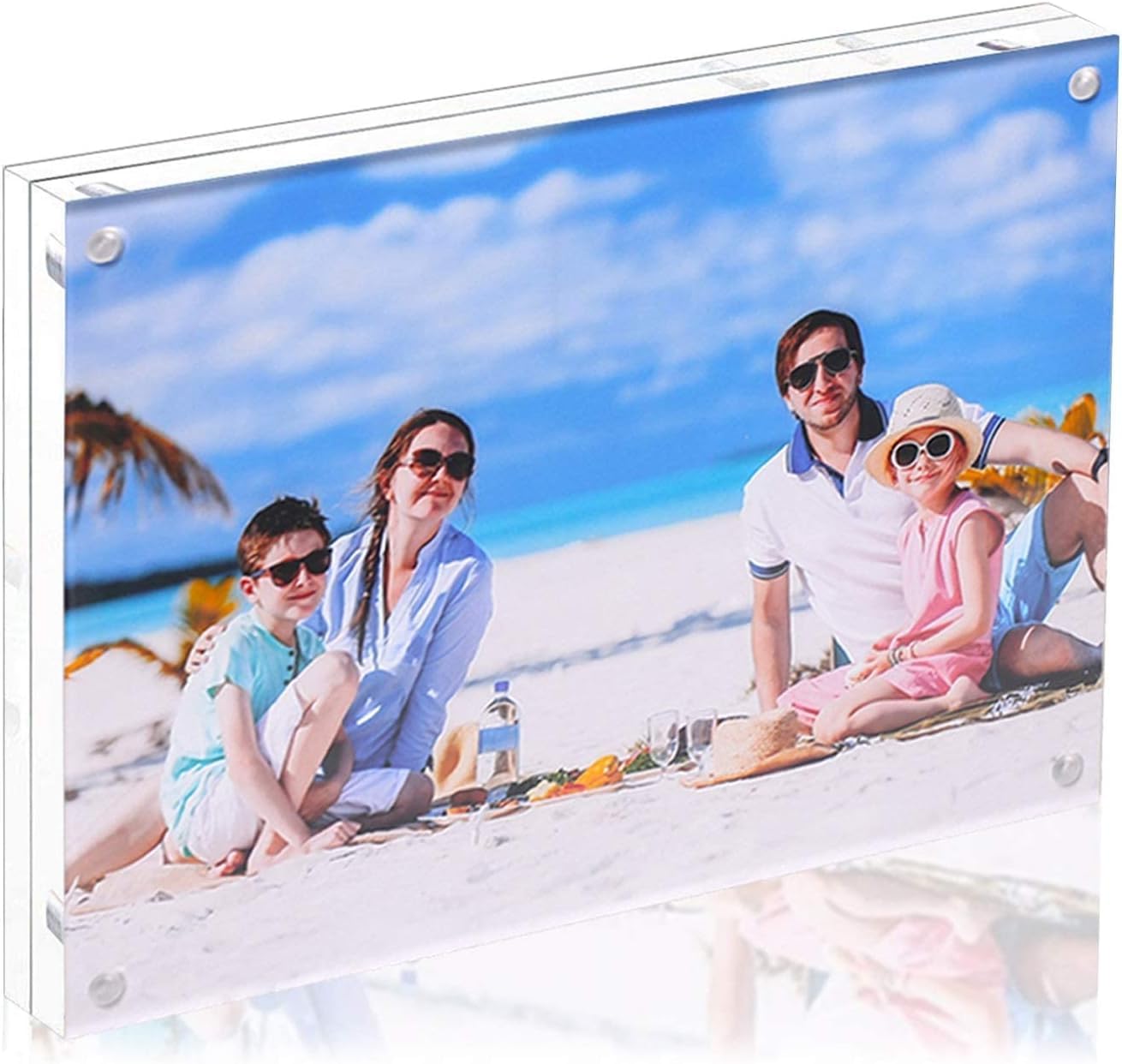 JUOIFIP 11x14 Acrylic Picture Frame,Clear Double Sided Magnetic Photo Frames With Stand,Minimalist Frameless Floating Frame for Artwork Poster Degree Diploma,Lovely Gift for Family, Friend