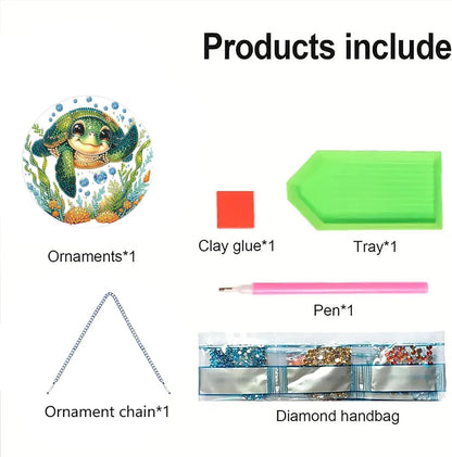 AIBOERL Diamond Art Hanging Kit for Adult,Special Shaped Rhinestone,Double Sided 5D DIY Acrylic Diamond Art Painting Window Pendants Home Garden Wall Hanging Kits Hanging Ornament (Turtles)