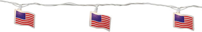 Set 7.5' 10ct Northlight American Flag Indoor Outdoor Patriotic Patio Light - White Wire