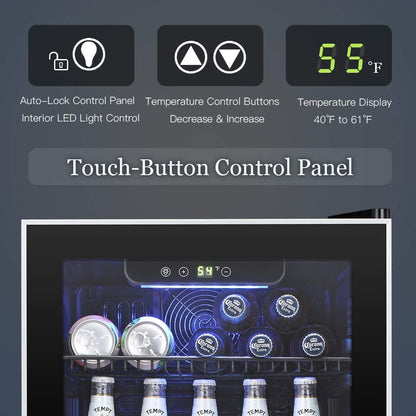 Antarctic Star Beverage Refrigerator Cooler -120 Can Mini Fridge Glass Door for Soda Beer or Wine Constant Glass Door Small Drink Dispenser Clear Front for Home, Office Bar 3.2cu.ft