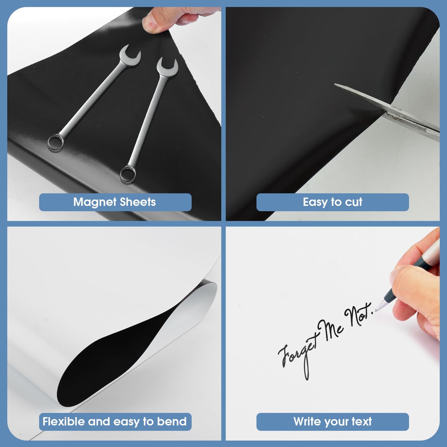 AISIMEE Blank Magnetic Sheet Roll,24”x 10’Strong Magnet Sheets Flexible Roll,30Mil Thickness Magnetic Paper Non Adhesive,White Vinyl Front-Printable-Sign Sheet Safe for Vehicles DIY Craft Projects