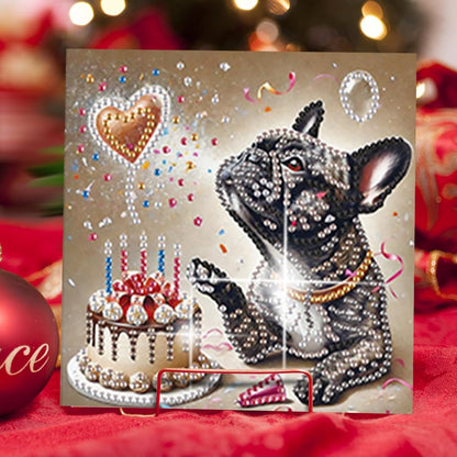 POETRYDRAW 6 Pack 5D DIY Diamond Art Painting Dog Card Kit, Diamond Art Birthday Holiday Greeting Card, Crafts Kit Creative with Envelope