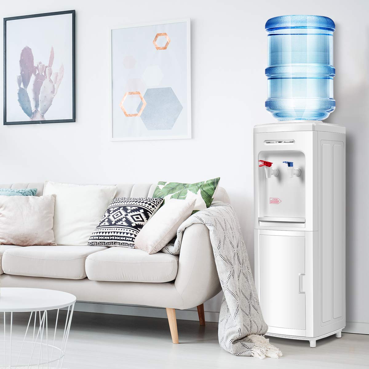 Adjustable Temperature Water Dispenser - Cold & Hot Water, Home & Office Use - White
