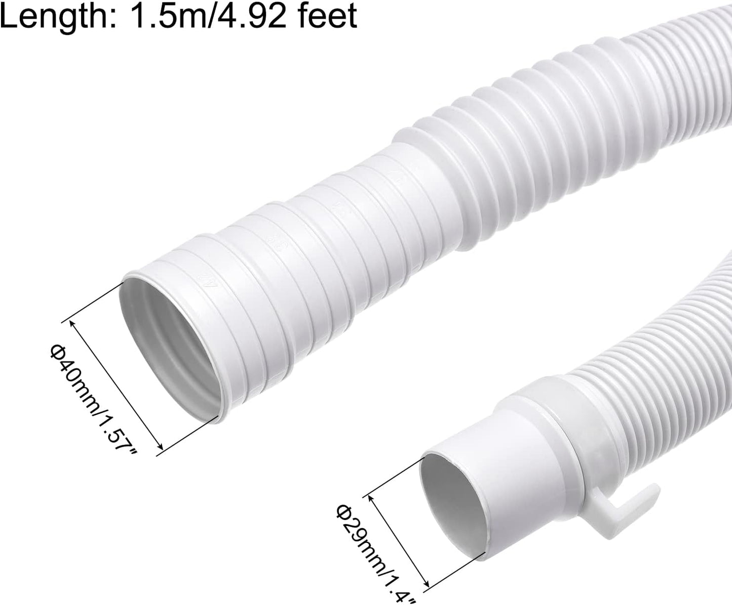 PATIKIL Universal Washing Machine Drain Hose Extension Kit 4.92ft White with Clamp and U-Bend Hose Holder
