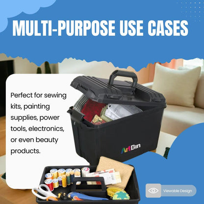 ArtBin 6917AB Sidekick XL Carrying Case, Portable Art & Craft Organizer with Handle, [1] Plastic Storage Case, Black