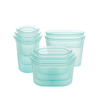 Zip Top Reusable Food Storage Bags | Medium Dish [Frost] | Silicone Meal Prep Container | Microwave, Dishwasher and Freezer Safe | Made in the USA