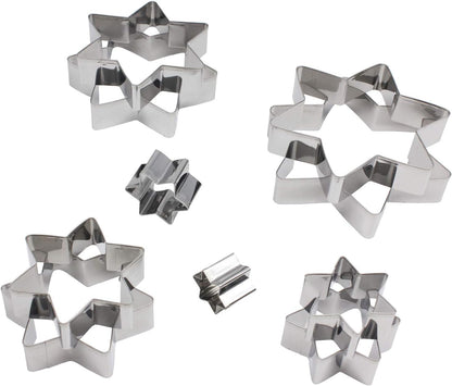 Mziart Star Cookie Cutter Set - 10 Piece Assorted Sizes, Stainless Steel Six-Pointed Shapes for Biscuits and Fondant