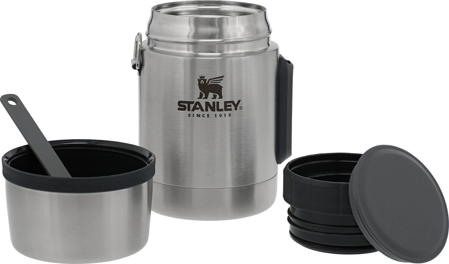 STANLEY Classic Food Jar and Spork 18 oz | Vacuum Insulated Food Container | Wide Mouth Screw On Lid | Packable for Travel | Stainless Steel with Leakproof Lid | BPA-Free | Stainless Steel