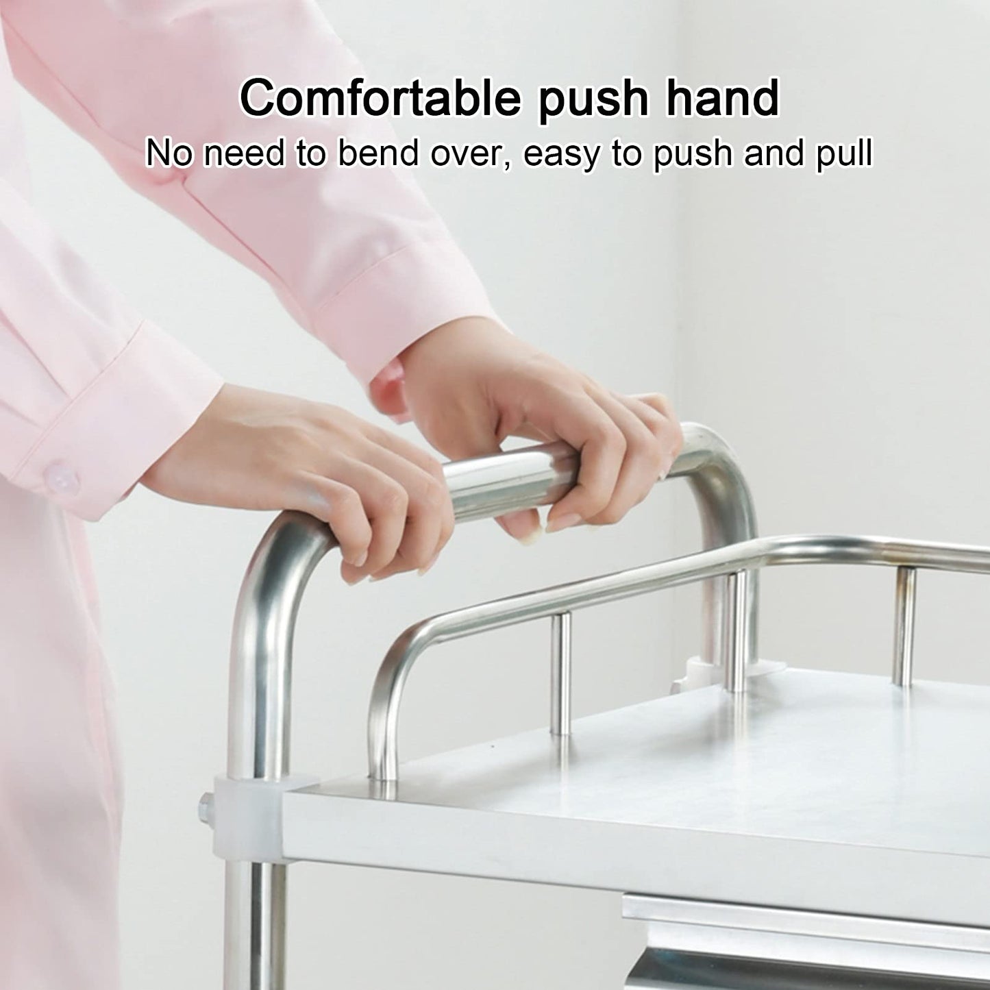 XYWGBMS Serving Trolley, Stainless Steel Utility Rolling Cart, Storage Trolley Cart Detachable, with Locking Wheels, Kitchen Car Shelf Utility Service Cart for Hotel/Re