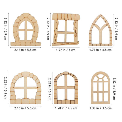 25 Pcs Unfinished Wood Fairy Door and Window Kit, Unpainted Miniature Oak Wooden Garden Doors Blank Windows for Crafts, DIY Fairy House Accessories for Wall Tree Dollhouse Decoration