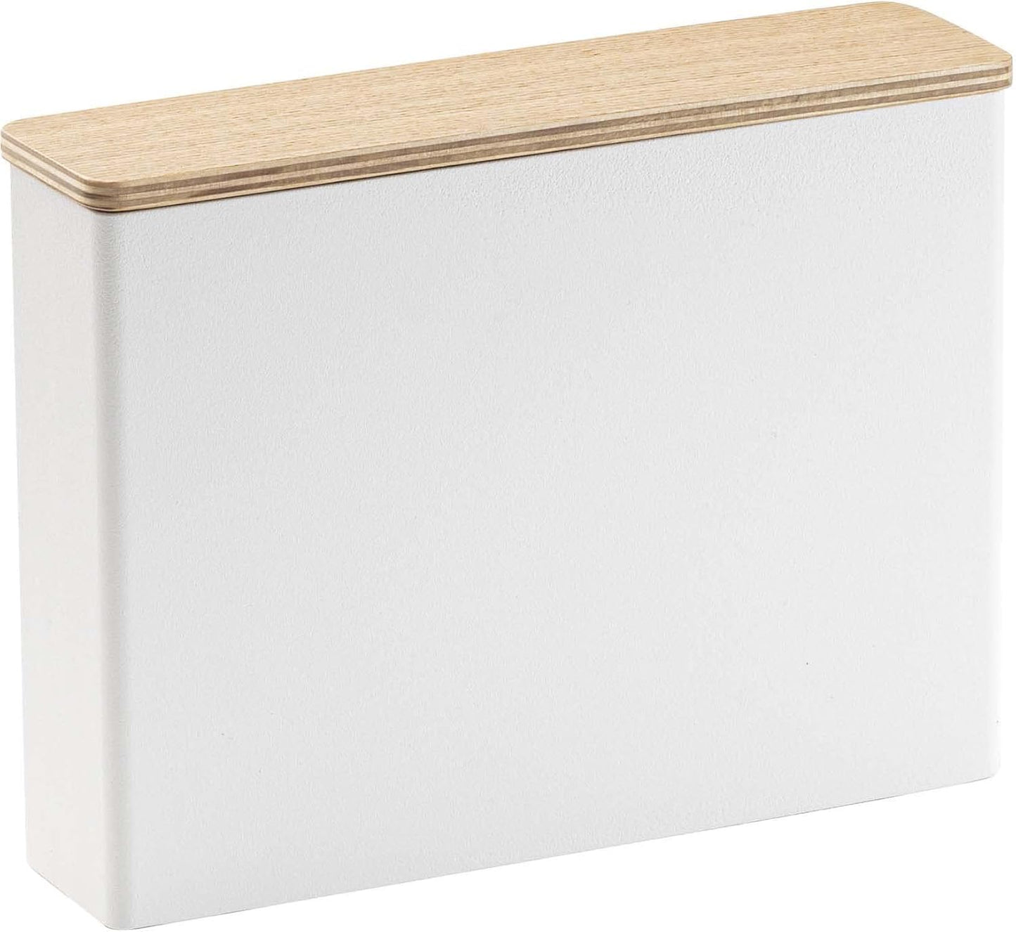 Wood Accent Coffee Pourover Filter Case with Lid - Stainless Steel Container Dispenser