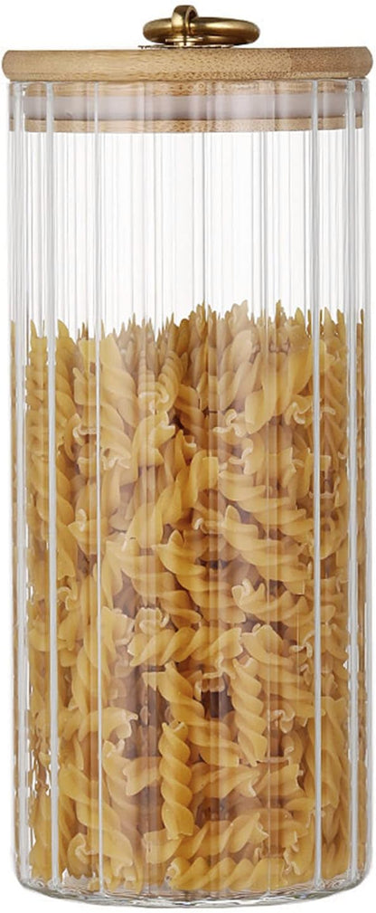 Glass Coffee Nuts Canister, Airtight Storage Jar with Bamboo Lids for Home Kitchen Storing Candy & Spices