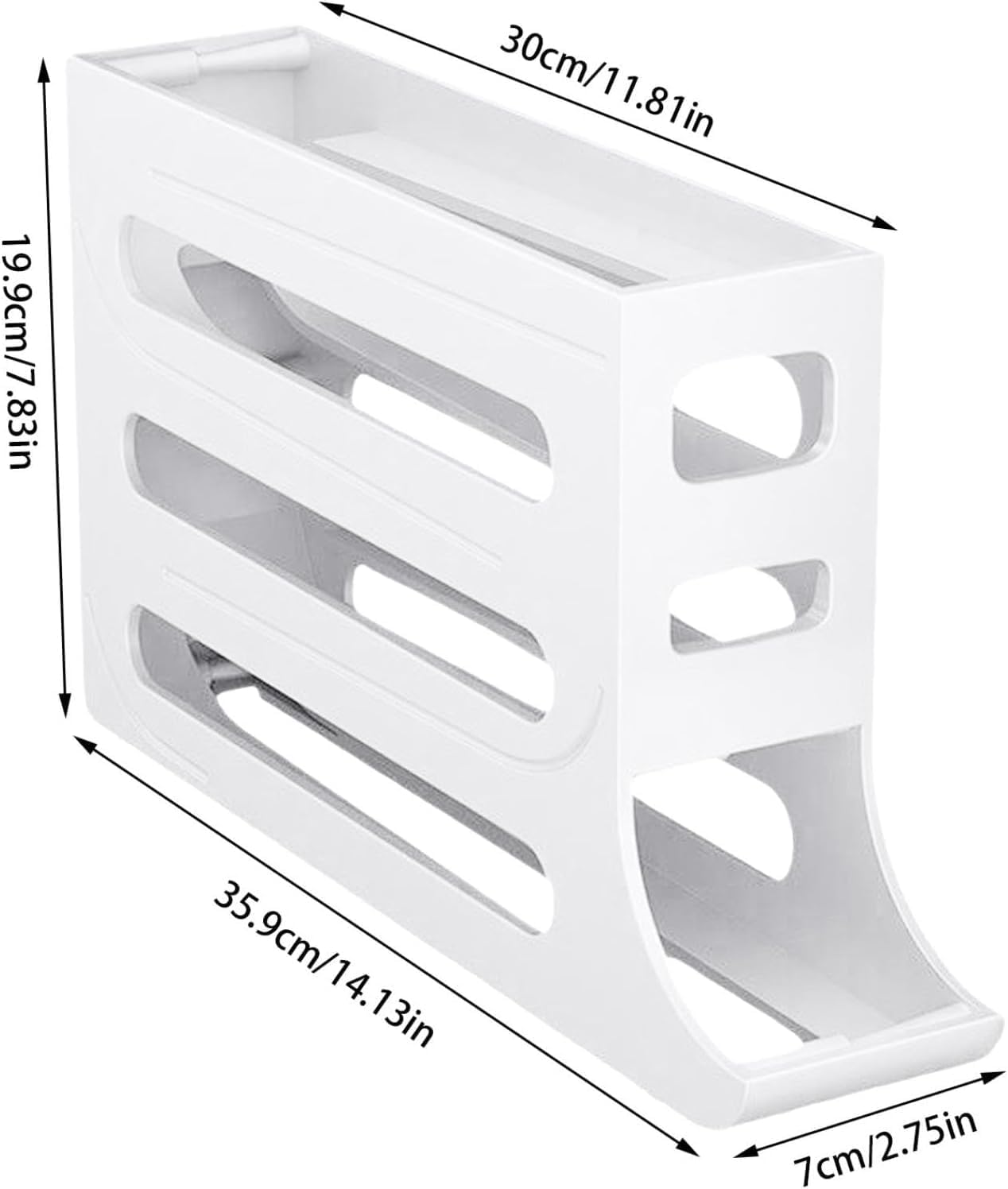 30 Eggs Egg Holder for Fridge - Auto Rolling Fridge Egg Organizer, 4 Tiers Large Capacity Egg Dispenser (White)