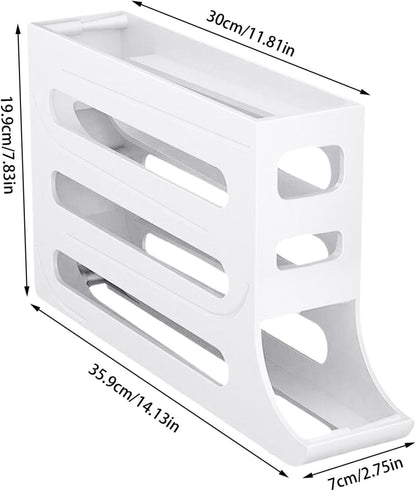 30 Eggs Egg Holder for Fridge - Auto Rolling Fridge Egg Organizer, 4 Tiers Large Capacity Egg Dispenser (White)