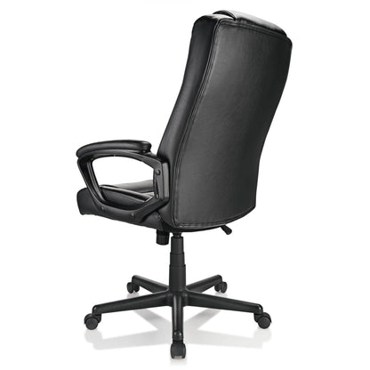 Realspace® Hurston Bonded Leather High-Back Executive Office Chair, Black, BIFMA Compliant