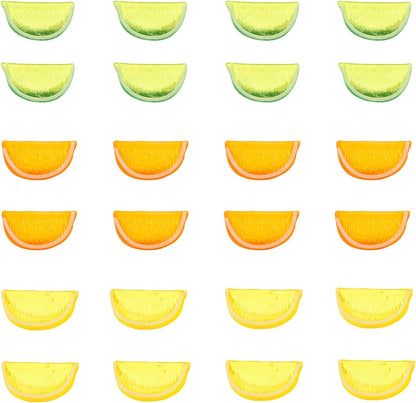 24PCS CCINEE Artificial Lemon Blocks,Realistic Fake Lemon Lime Wedge Block Fruit Decor for Home Kitchen Decoration