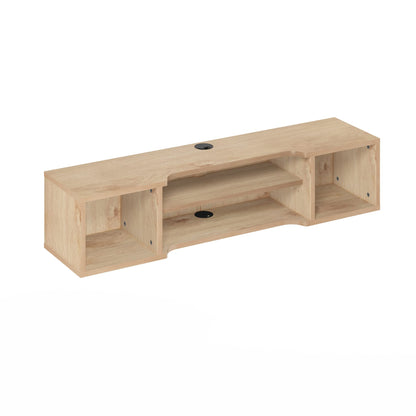Furinno Indo Floating Storage Hutch Media Console, Marcy Oak